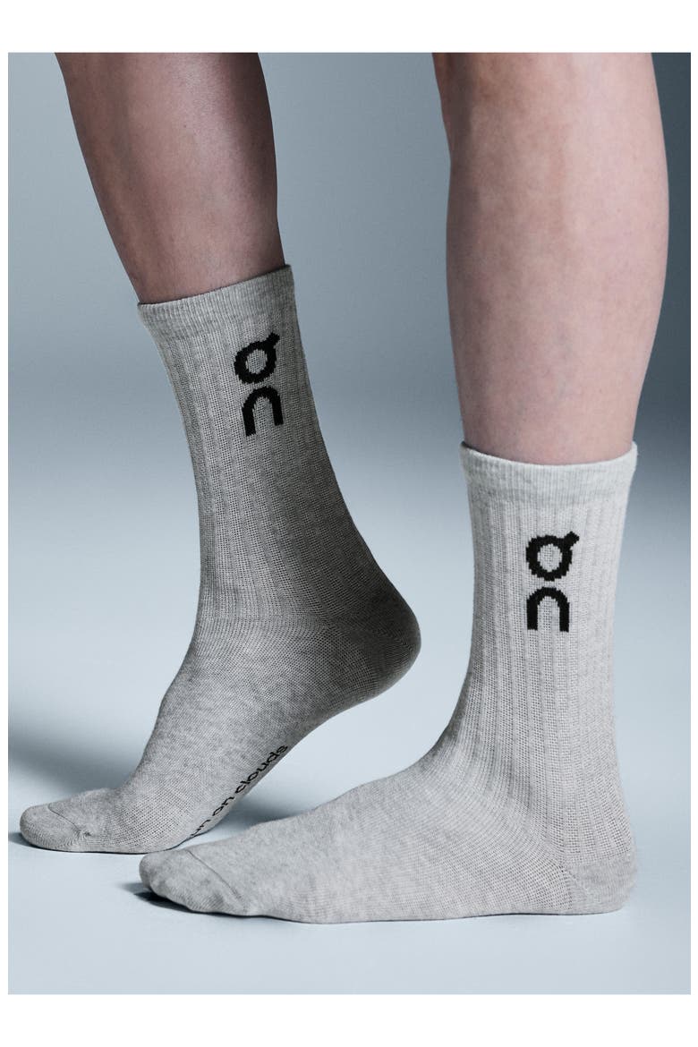 3-Pack Logo Crew Socks, Main, color, HEATHER GRAY