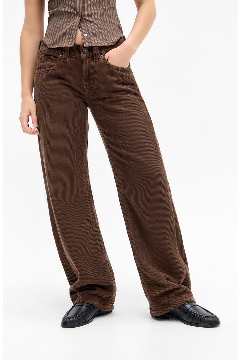 Kayla Low Rise Wide Leg Corduroy Jeans, Main, color, BROWN
