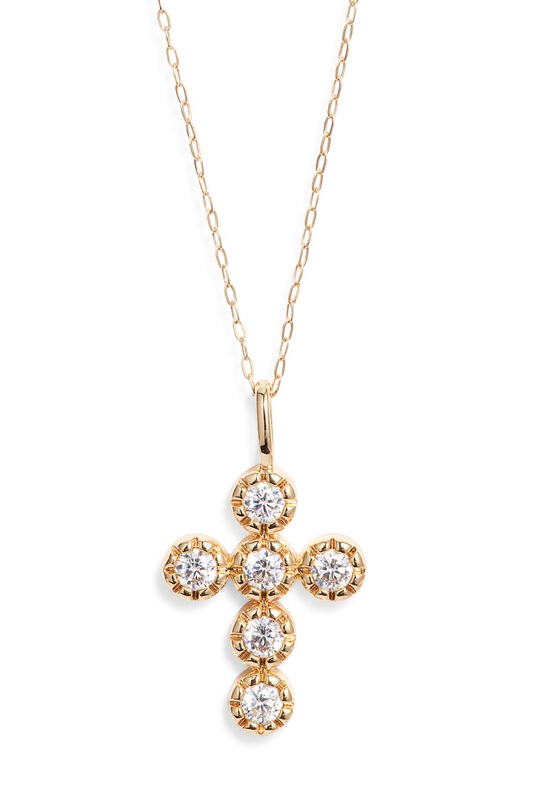 Eternal Cubic Zirconia Cross Pendant Necklace, Main, color, GOLD