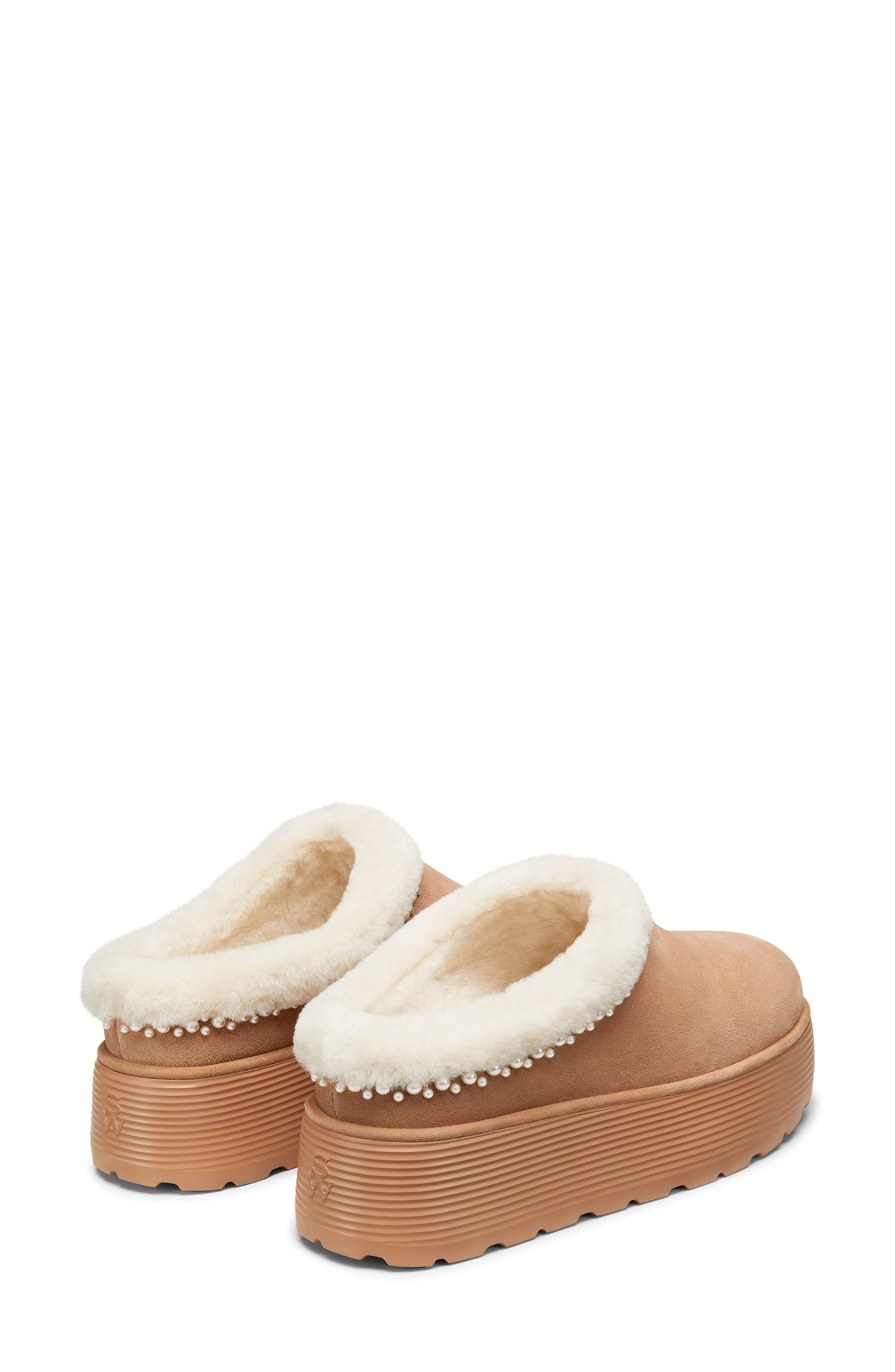 Nellie Genuine Shearling Platform Clog, Alternate, color, NEW CAMEL/ CREAM
