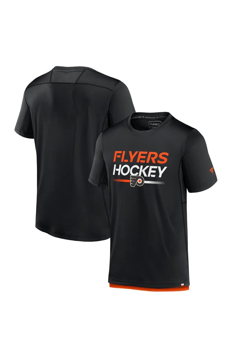 FANATICS Men's Fanatics Branded Black Philadelphia Flyers Authentic Pro Tech T-Shirt, Main, color,