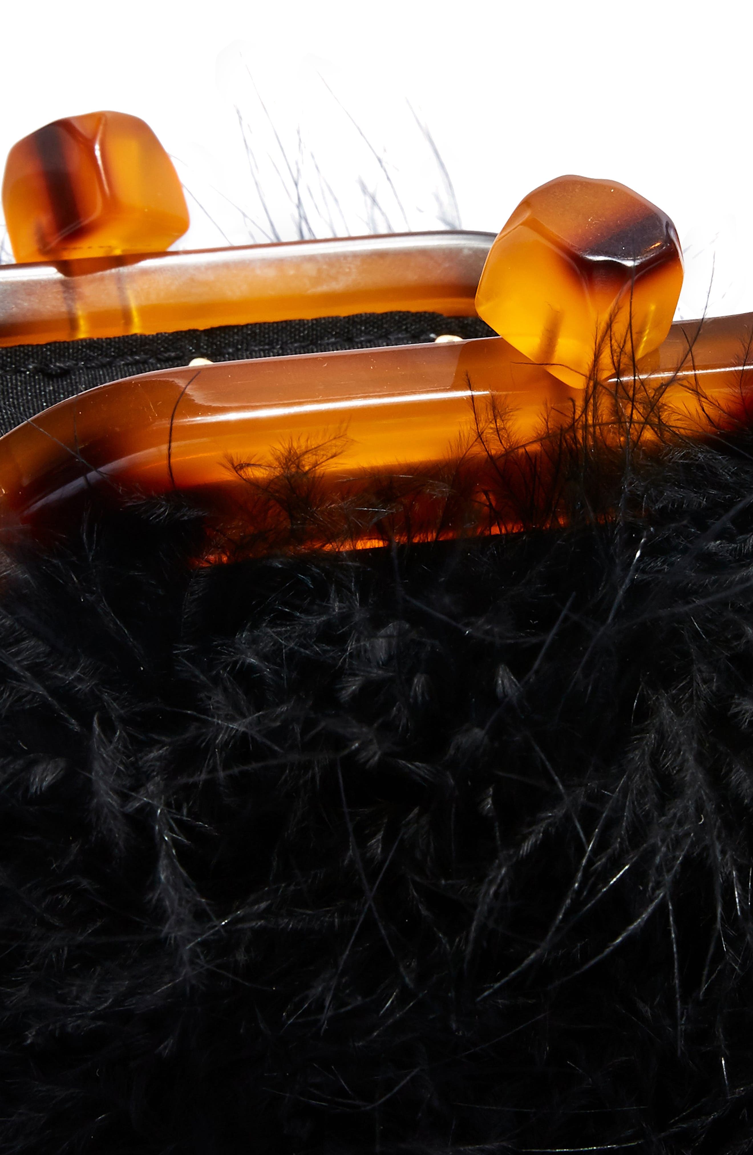 Topshop Marabou Feather Frame Handbag, Alternate, color, 