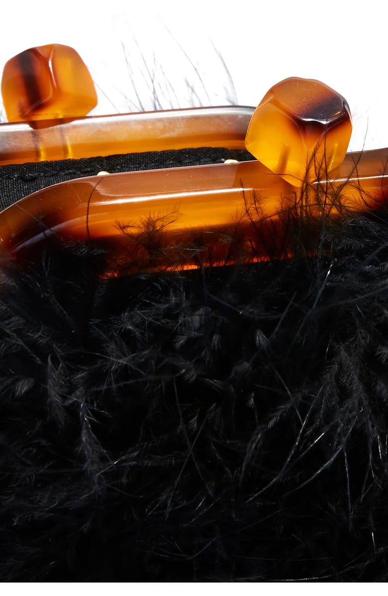 Topshop Marabou Feather Frame Handbag, Alternate, color,