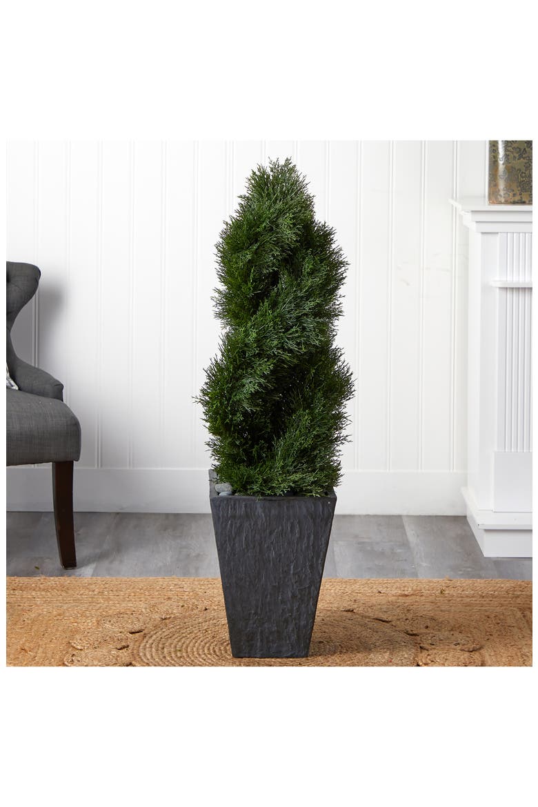 4' Cypress Double Spiral Artificial Tree, Alternate, color, GREEN