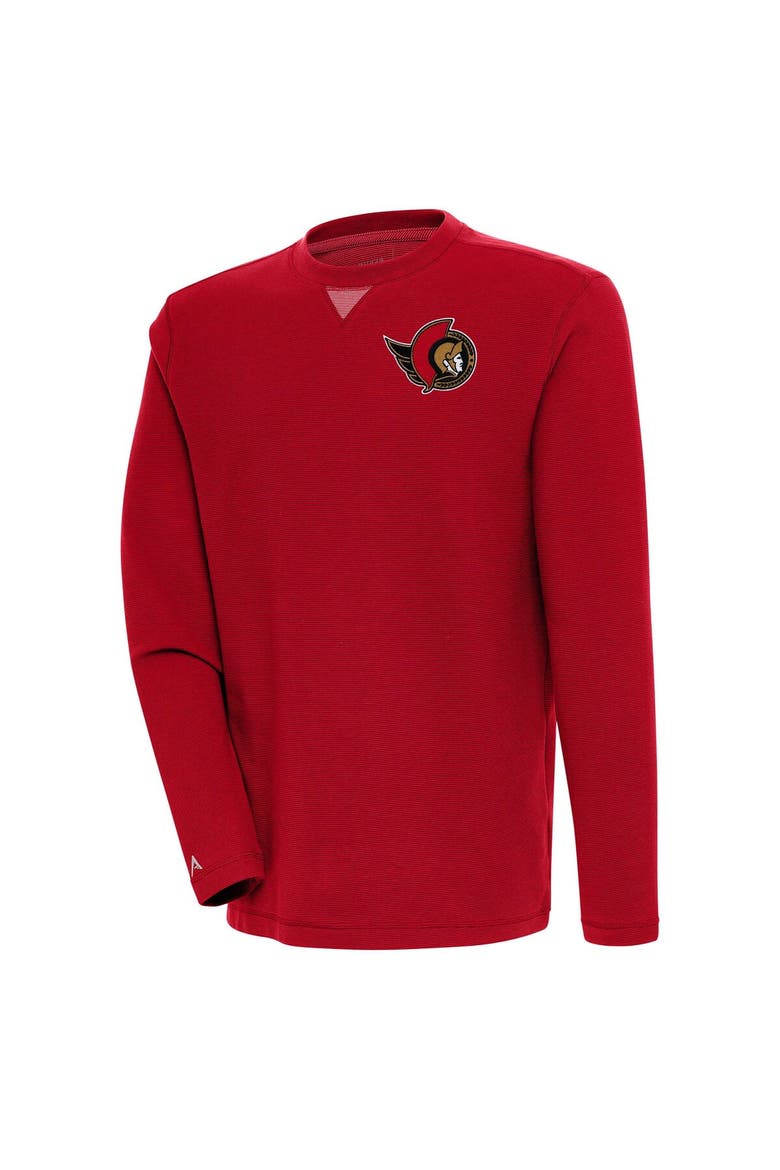 Men's Antigua  Red Ottawa Senators Flier Bunker Tri-Blend Pullover Sweatshirt, Main, color, Red