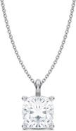 ALLUREZ Cushion Solitaire Lab Diamond Pendant Necklace 14K 3.50ct