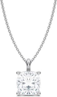 ALLUREZ Cushion Solitaire Lab Diamond Pendant Necklace 14K 3.50ct