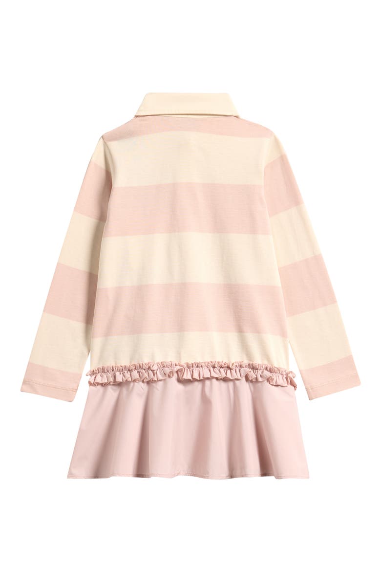 Kids' Stripe Long Sleeve Polo Dress, Alternate, color, NATURAL