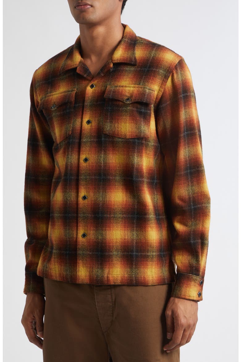 Jesse Plaid Long Sleeve Wool Blend Camp Shirt, Alternate, color, RL-820 ORANGE/ YELLOW