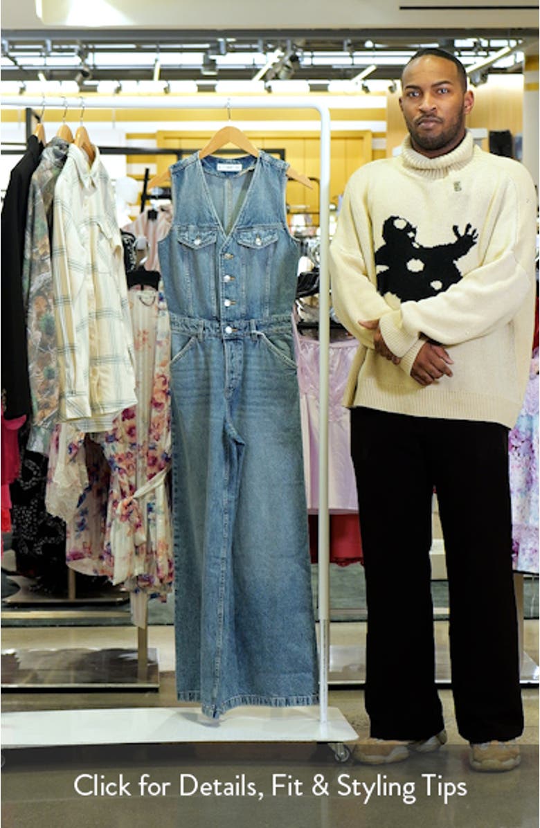 Sleeveless Wide Leg Denim Jumpsuit, sales video thumbnail