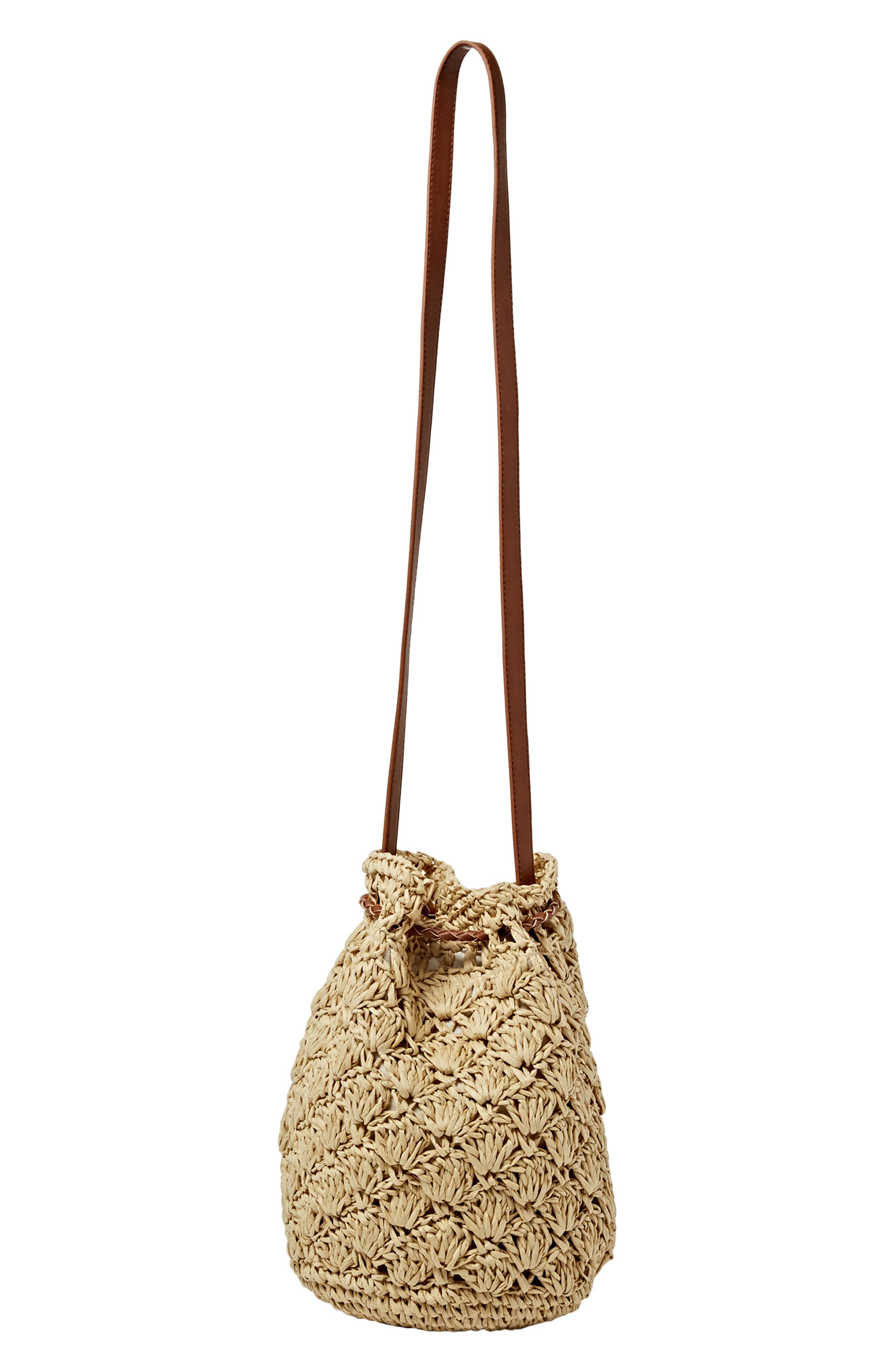 Billabong Wake Up Straw Bucket Bag, Alternate, color, 