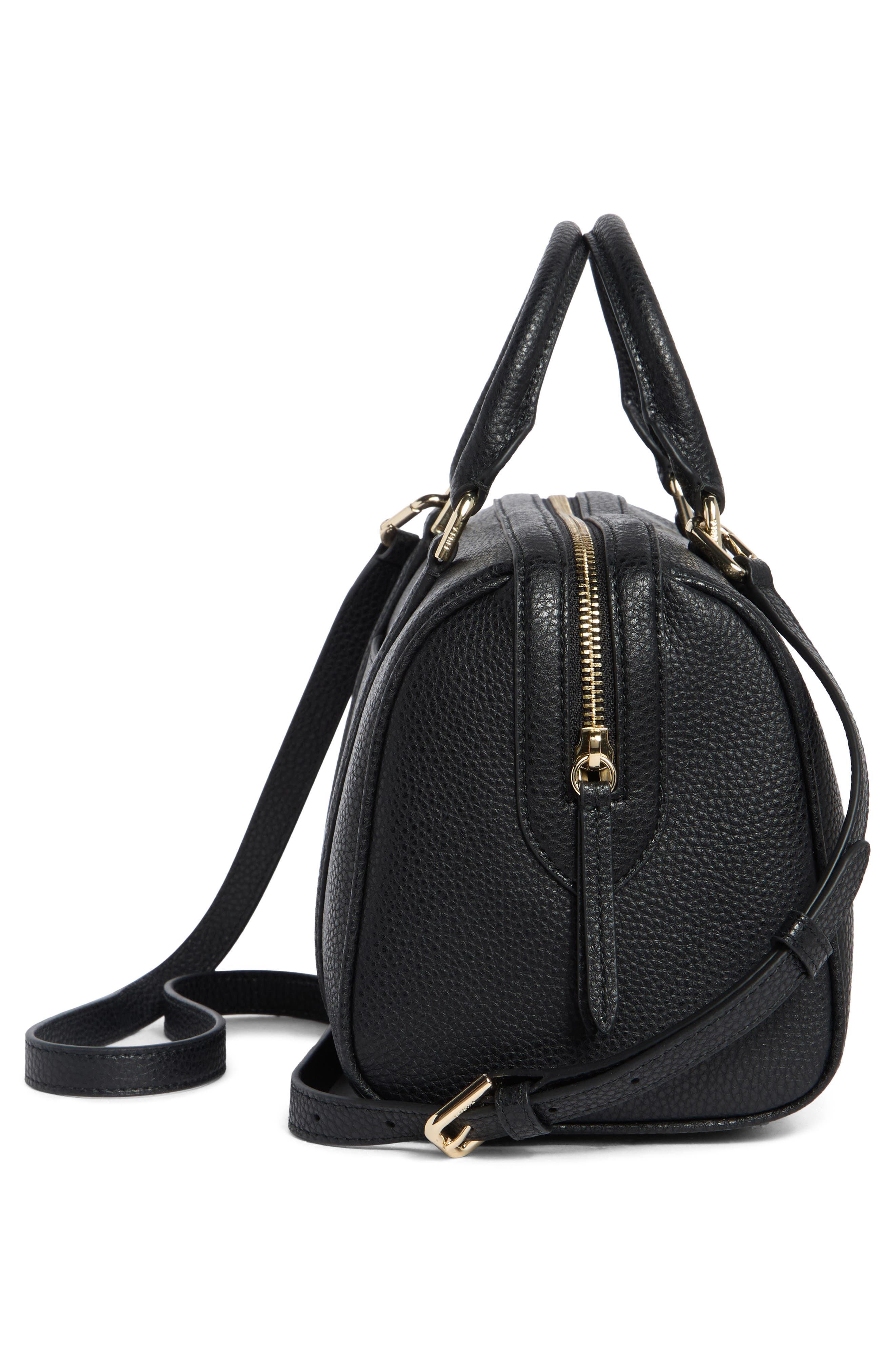 Furla Mia Lissa Small Leather Boston Bag, Alternate, color, Nero