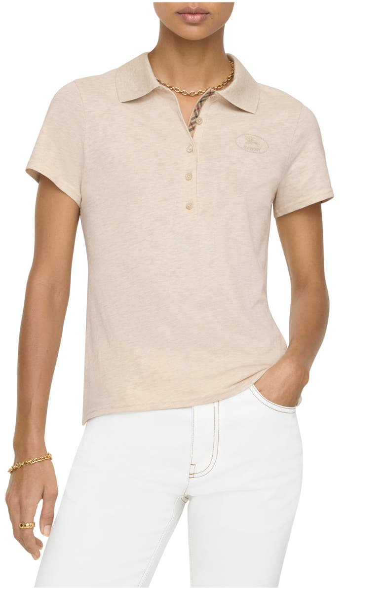 Burberry Cotton Polo Shirt, Main, color, Beige Melange