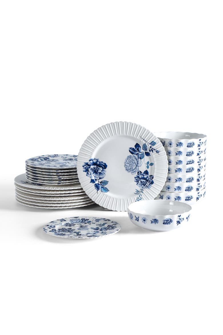 Fiore New Bone China 24-Piece Dinnerware Set, Main, color, Blue