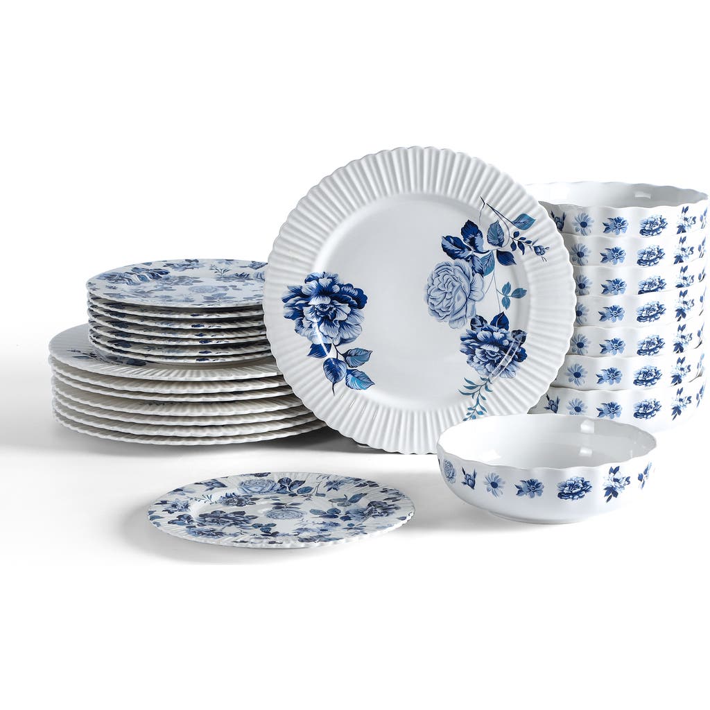 Stone Lain Fiore New Bone China 24-piece Dinnerware Set In Blue