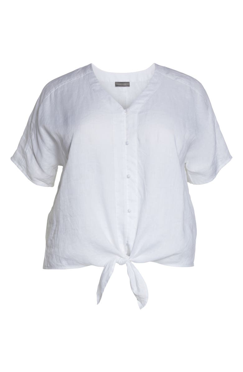Vince Camuto Tie Front Linen Top, Alternate, color, 