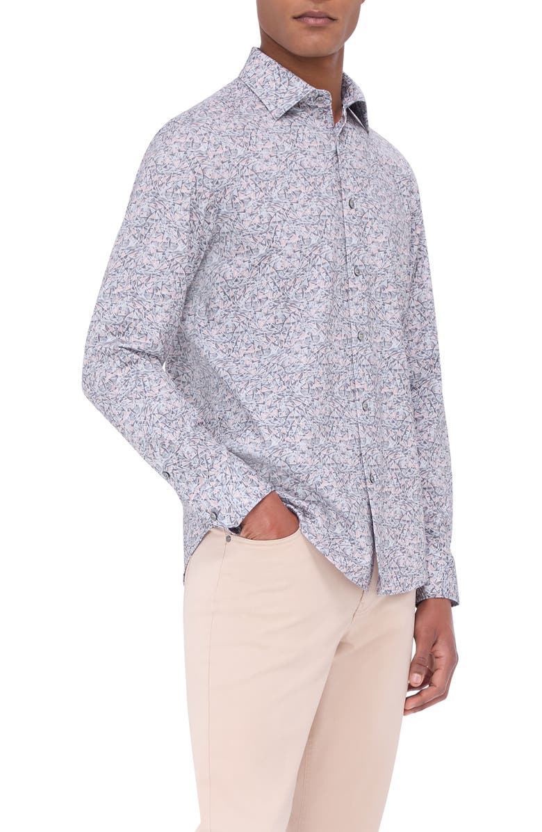 Bugatchi James OoohCotton<sup>®</sup> Abstract Print Button-Up Shirt, Alternate, color, Zinc