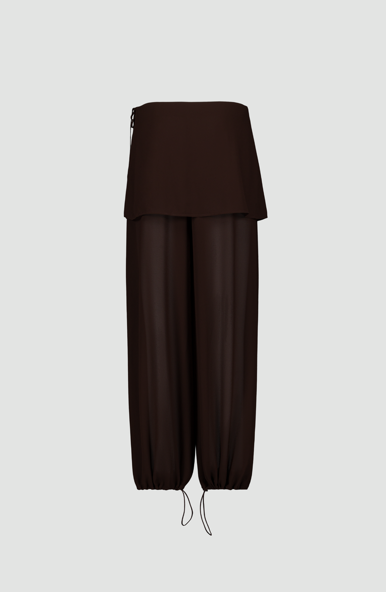 SAEMDI Elia Overskirt Trousers, Alternate, color, Dark Brown