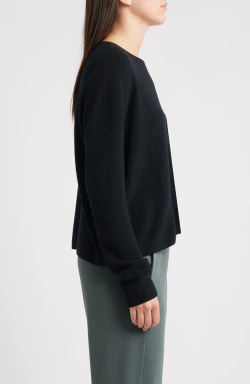 Eileen Fisher Crewneck Wool Sweater In Black