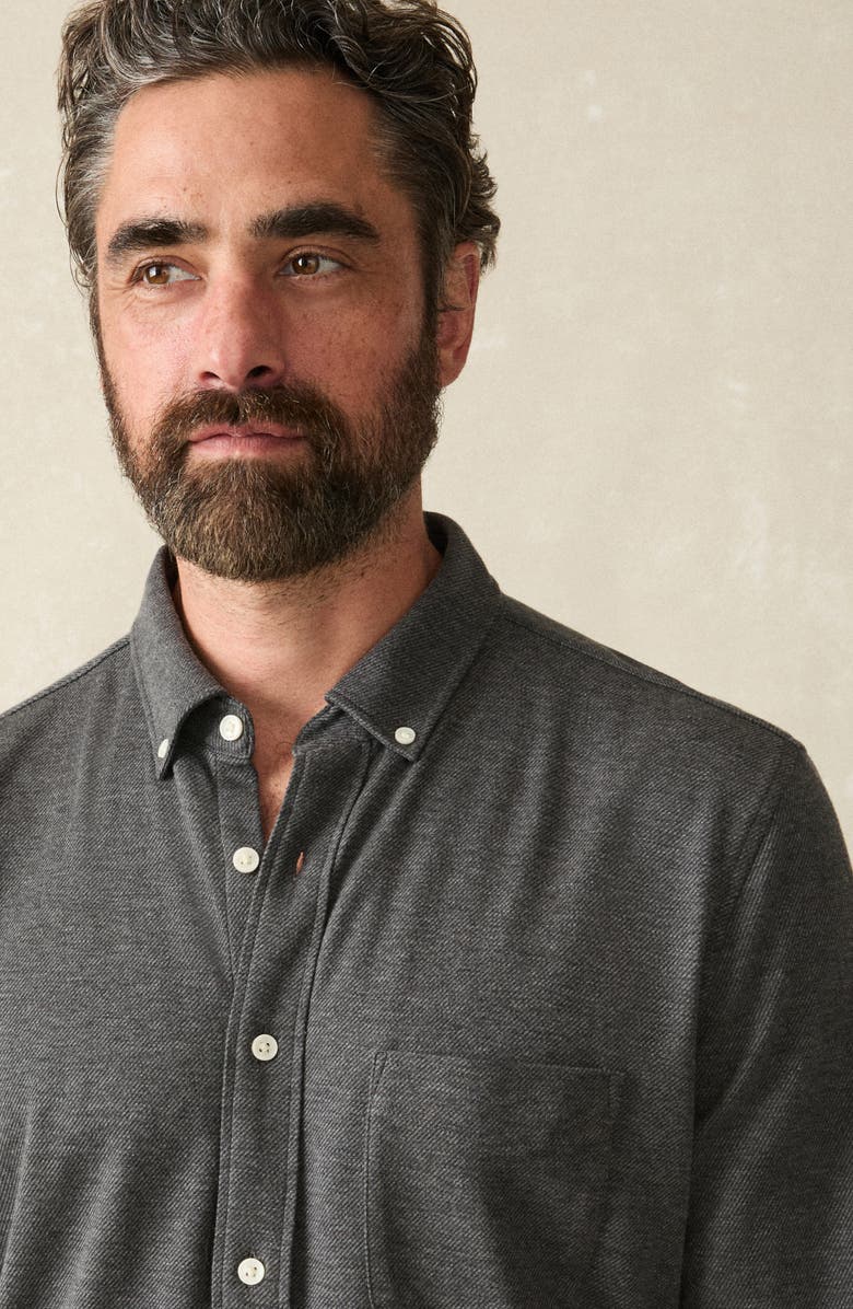 Faherty Coastline Knit Button-Down Shirt, Alternate, color, Charcoal Heather Twill