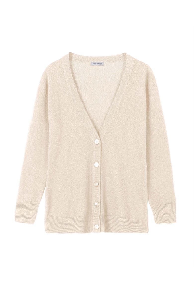 Boyfriend V-Neck Cardigan, Alternate, color, Champagne Marl