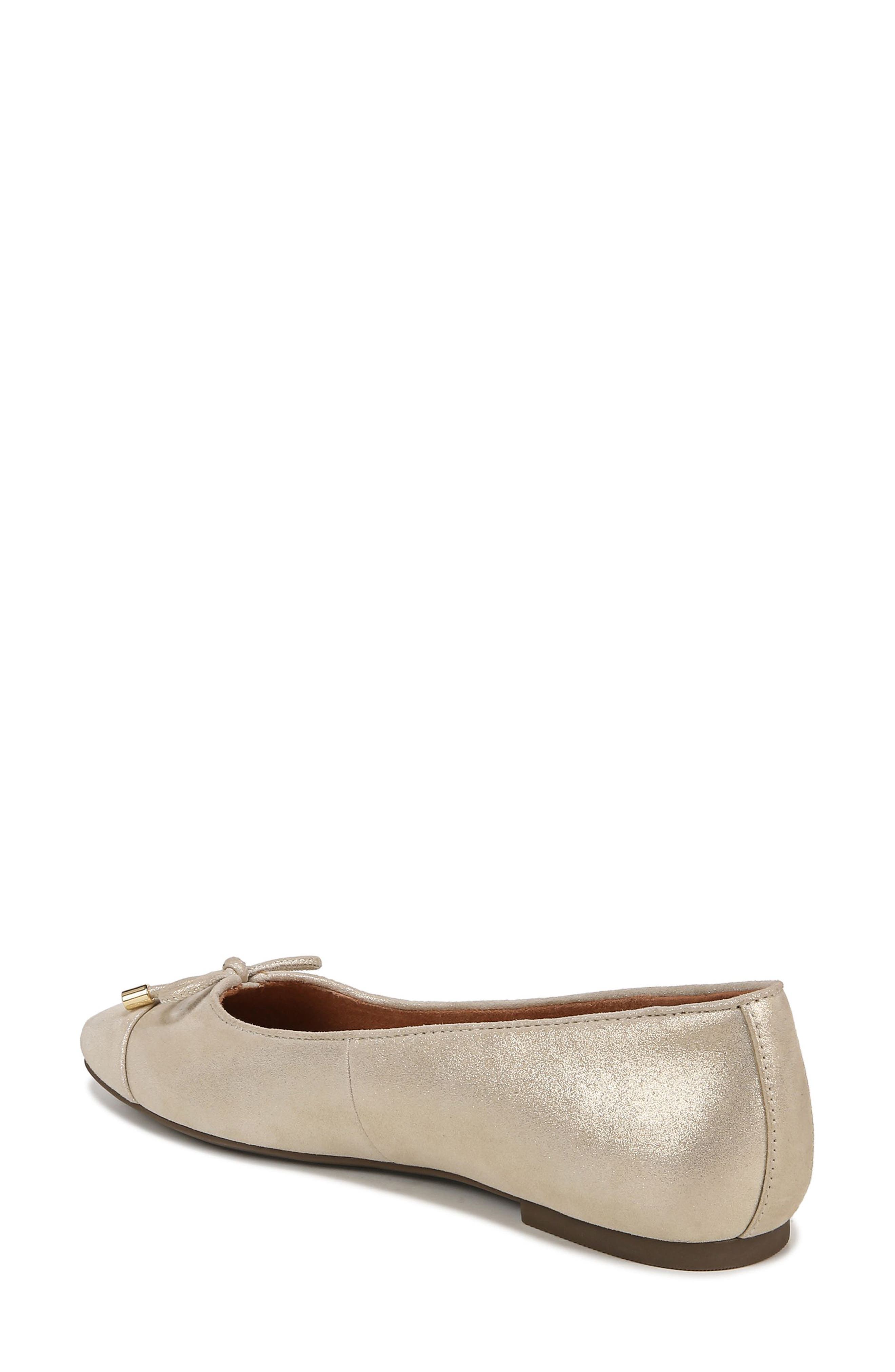 Klara Cap Toe Flat, Alternate, color, GOLD MET LEATHER