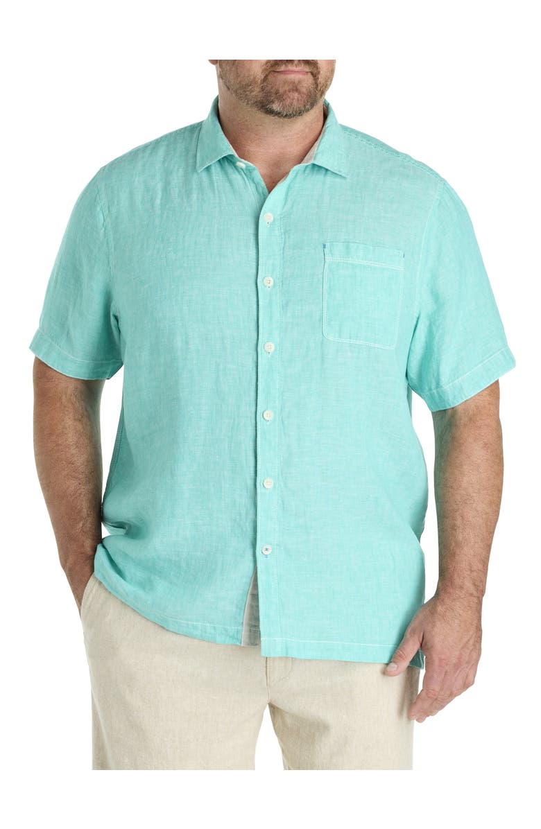 Tommy Bahama Big & Tall Breezer Linen Sport Shirt, Main, color, Teal