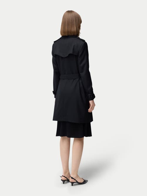Gobi Mongolian Cashmere Double Breasted Cashmere Trench Coat In Black