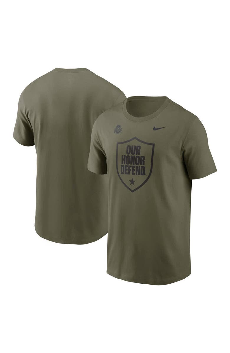 Nike Men's Nike Olive Ohio State Buckeyes 2024 Military Appreciation Tonal Logo Performance T-Shirt, Main, color, Olive