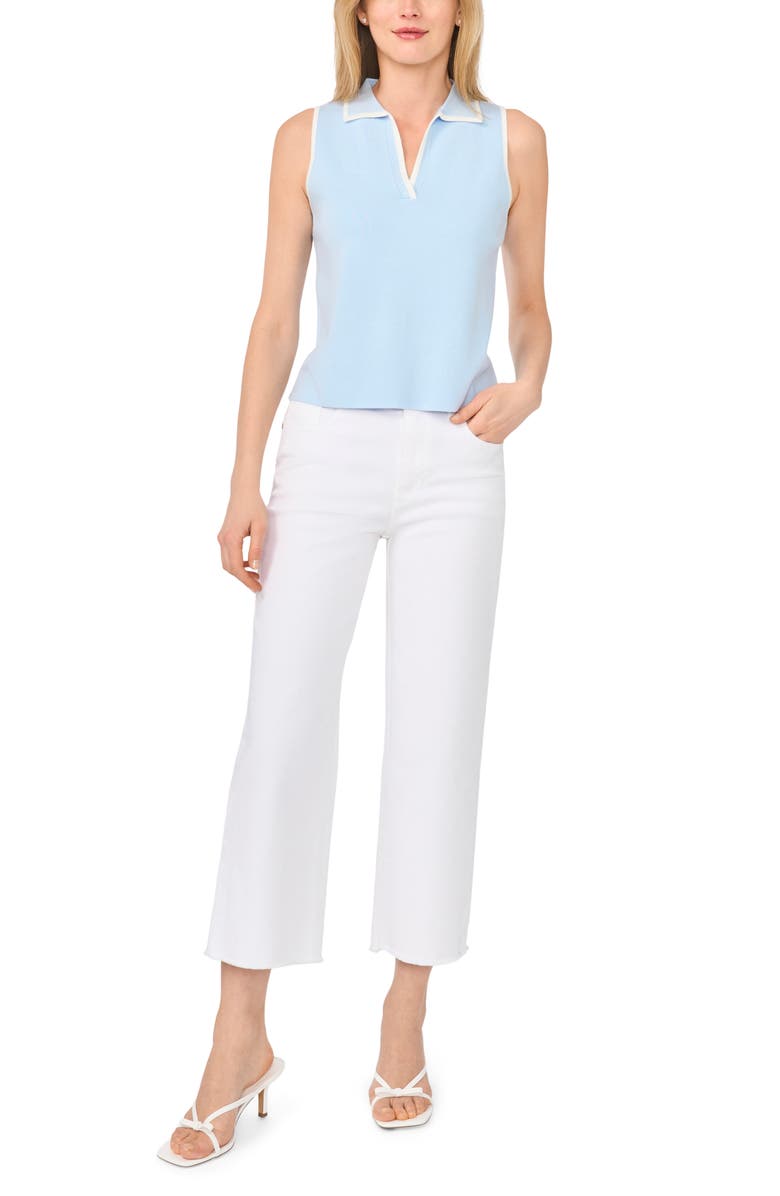 Ted Baker Piped Sleeveless Polo, Alternate, color, Dusty Sky Blue