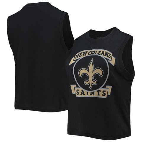 Women's Junk Food Black New Orleans Saints Rib Ranger Muscle Tank Top
