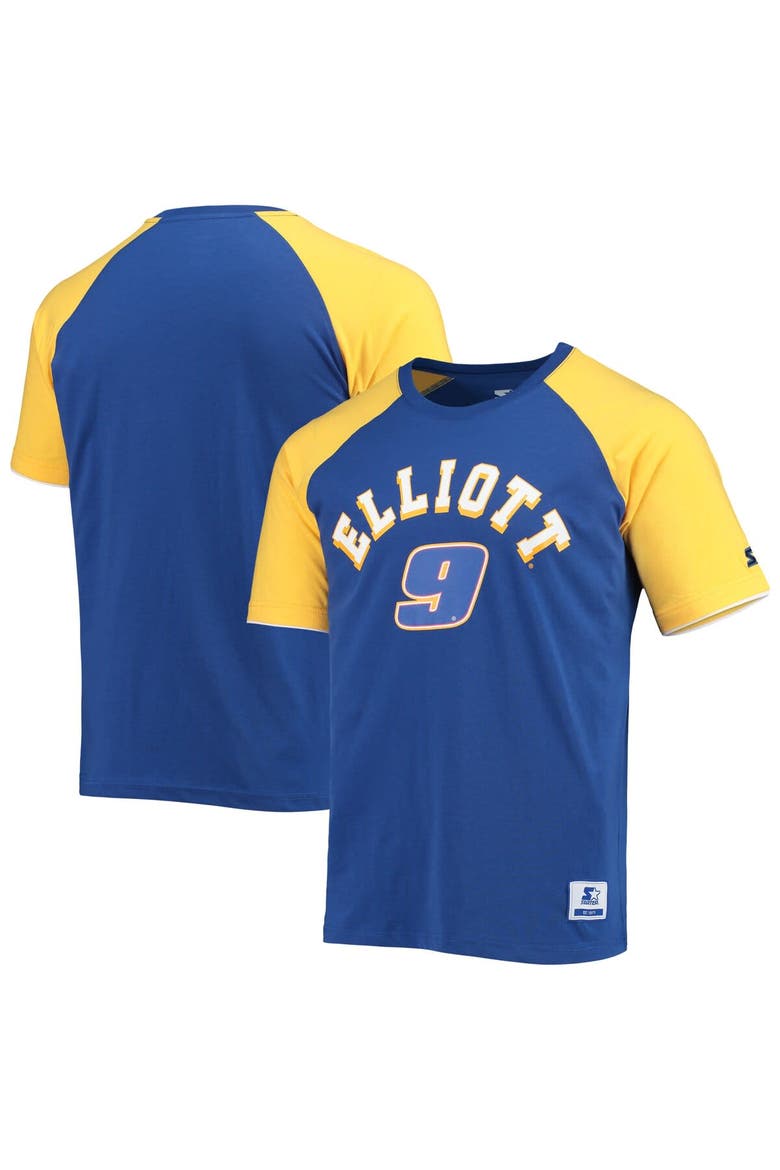 Men's Starter Royal/Gold Chase Elliott The Catcher Raglan T-Shirt, Main, color, Royal