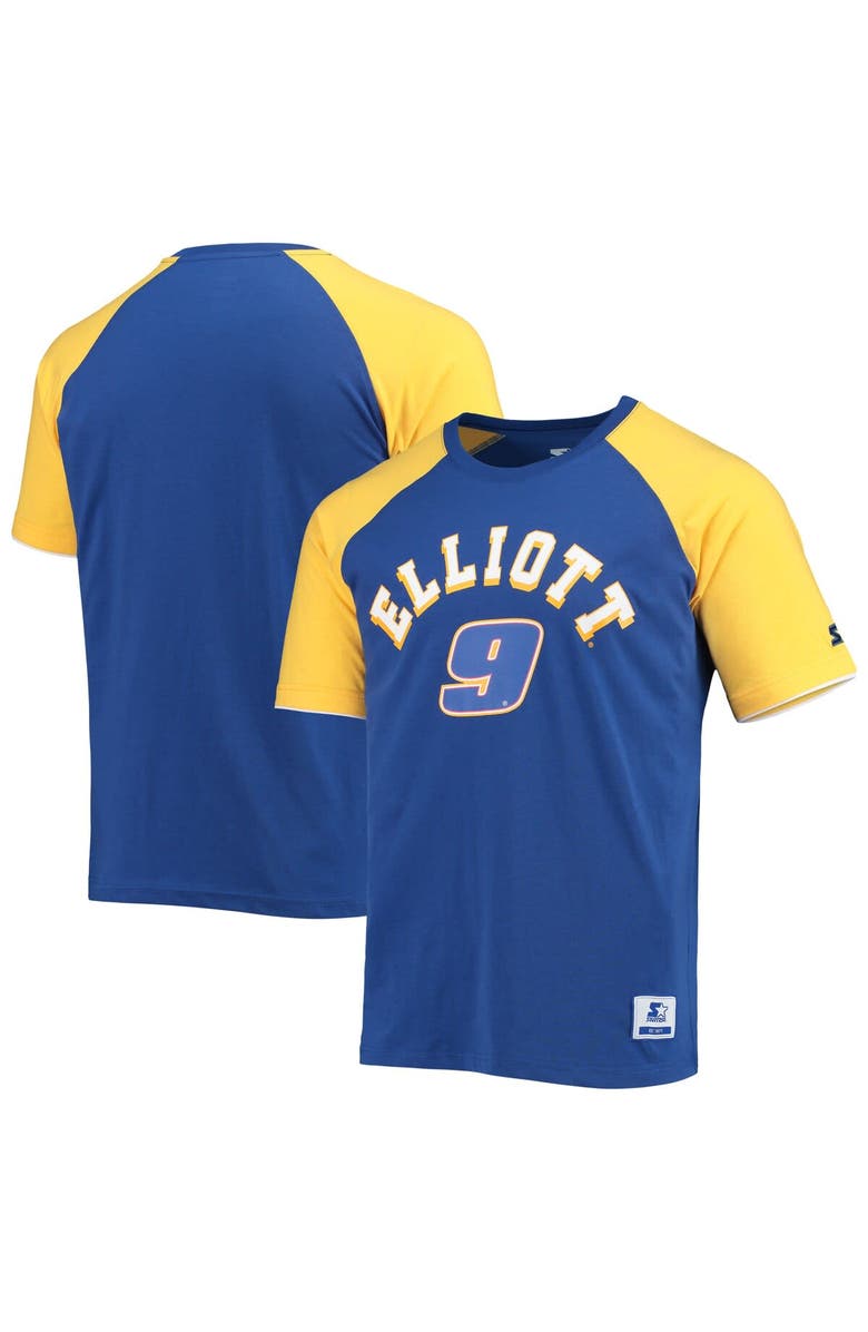 STARTER Men's Starter Royal/Gold Chase Elliott The Catcher Raglan T-Shirt, Main, color, Royal
