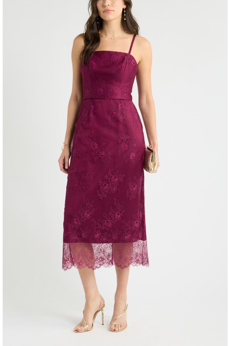 Lace Column Midi Dress, Alternate, color, PURPLE POTION