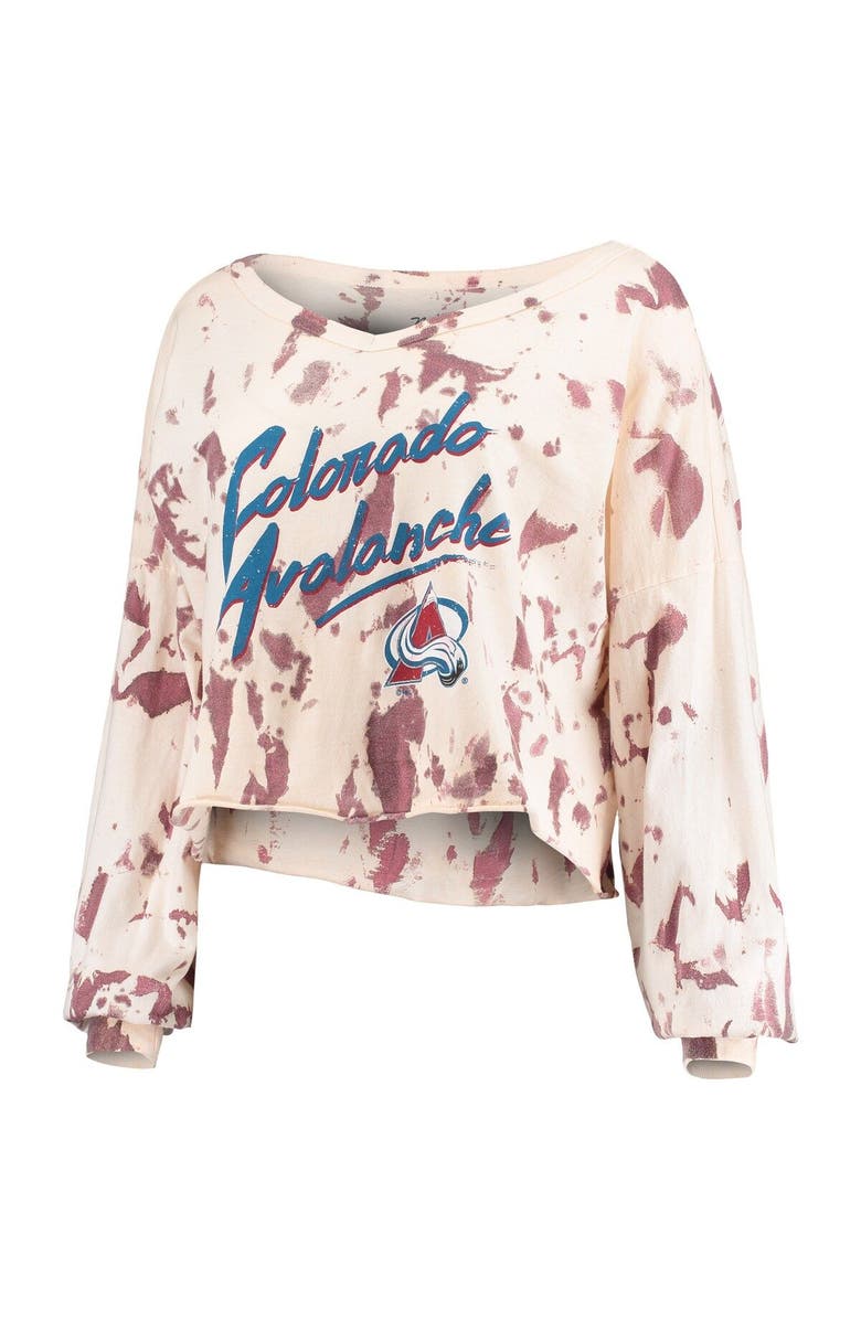 Majestic Threads Women's Majestic Threads Nathan MacKinnon White/Burgundy Colorado Avalanche Tie-Dye Name & Number V-Neck T-Shirt, Alternate, color, 