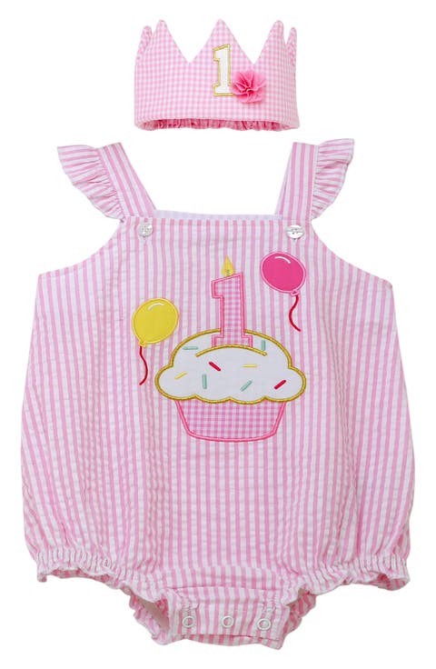 1st Birthday Bubble Romper & Crown Set (Baby)