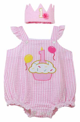 BABY STARTERS 1st Birthday Bubble Romper & Crown Set