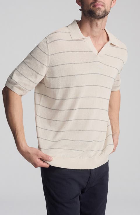 Stripe Short Sleeve Sweater Polo