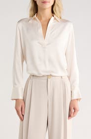Vince Long Sleeve Satin Top