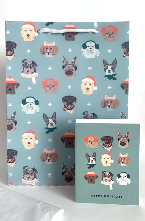 Holiday Dogs Gift Bag Card Set