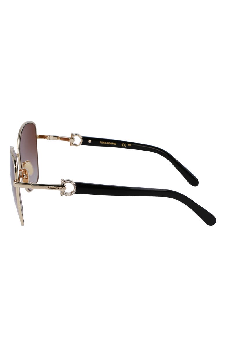 FERRAGAMO Gancini Tea Cup 60mm Gradient Butterfly Sunglasses, Alternate, color, Gold/ Brown Gradient