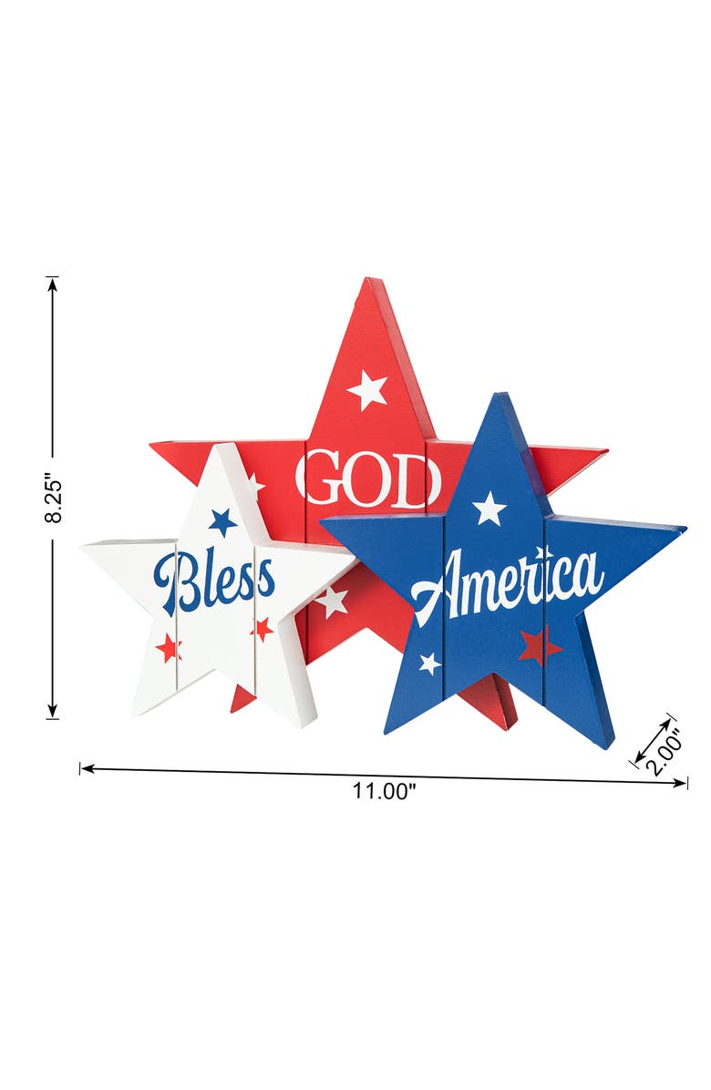 Glitzhome Wooden Patriotic Americana Stars Table Decor, Alternate, color, 