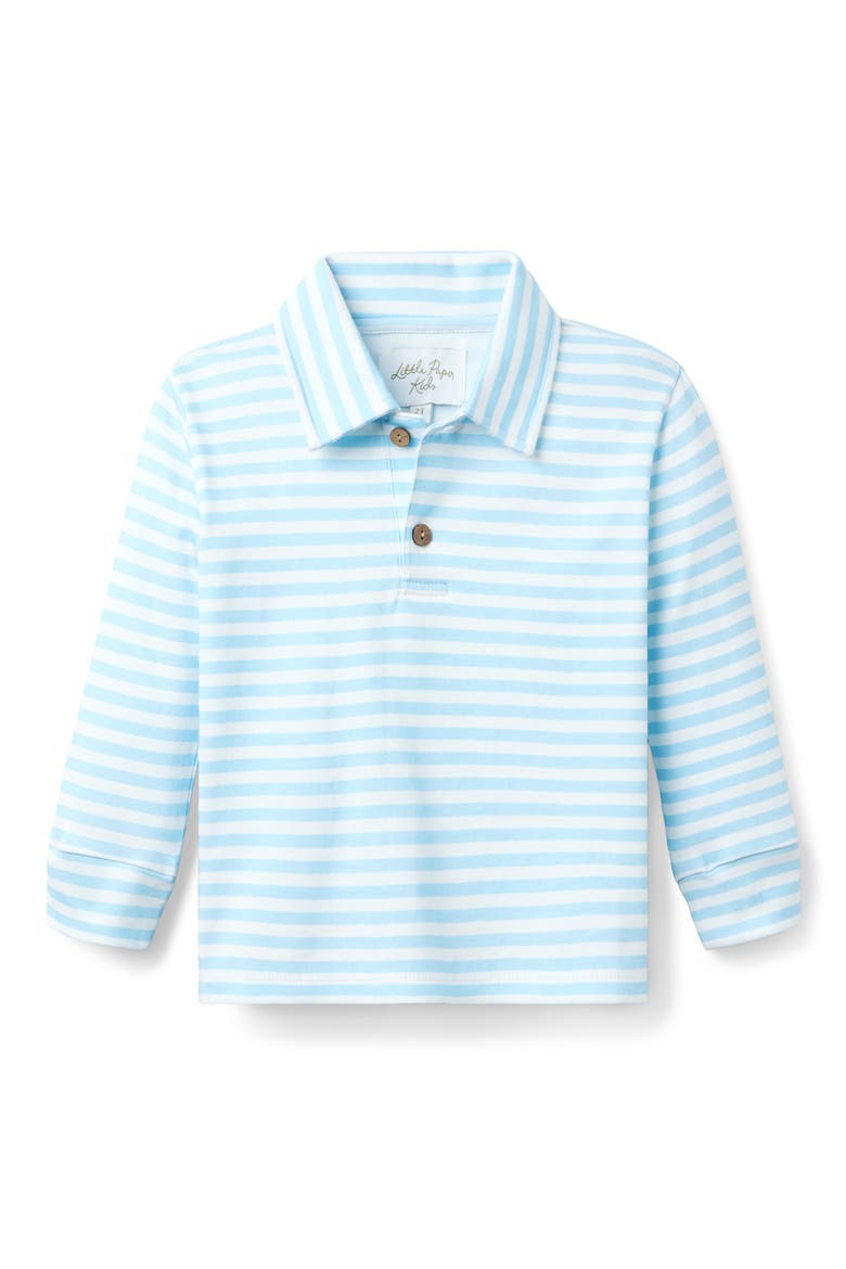 Reid Long Sleeve Polo, Main, color, Cloud Stripe
