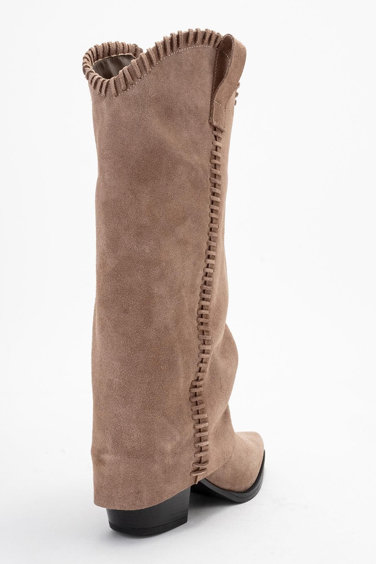 Forever & Always Shoes Clementina Leather Western Boot, Alternate, color, Cognac Suede Leather