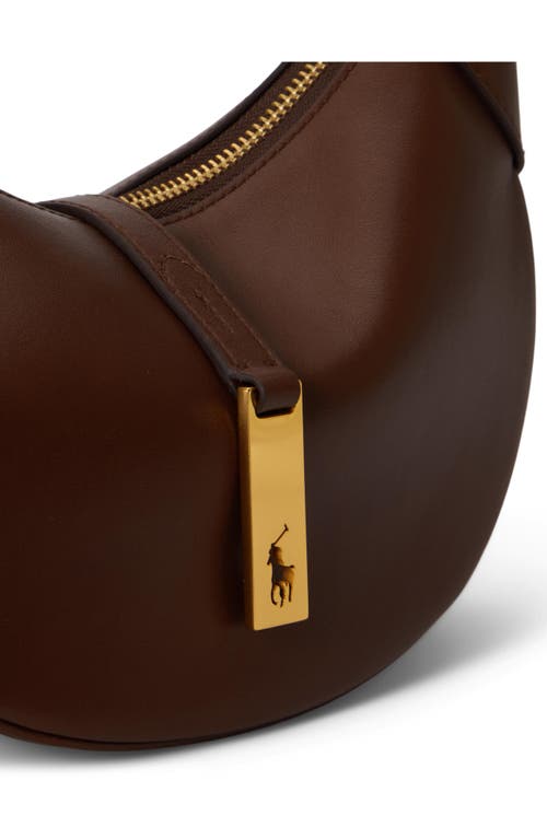 Polo Ralph Lauren Mini Sport Calf Leather Shoulder Bag In Brown