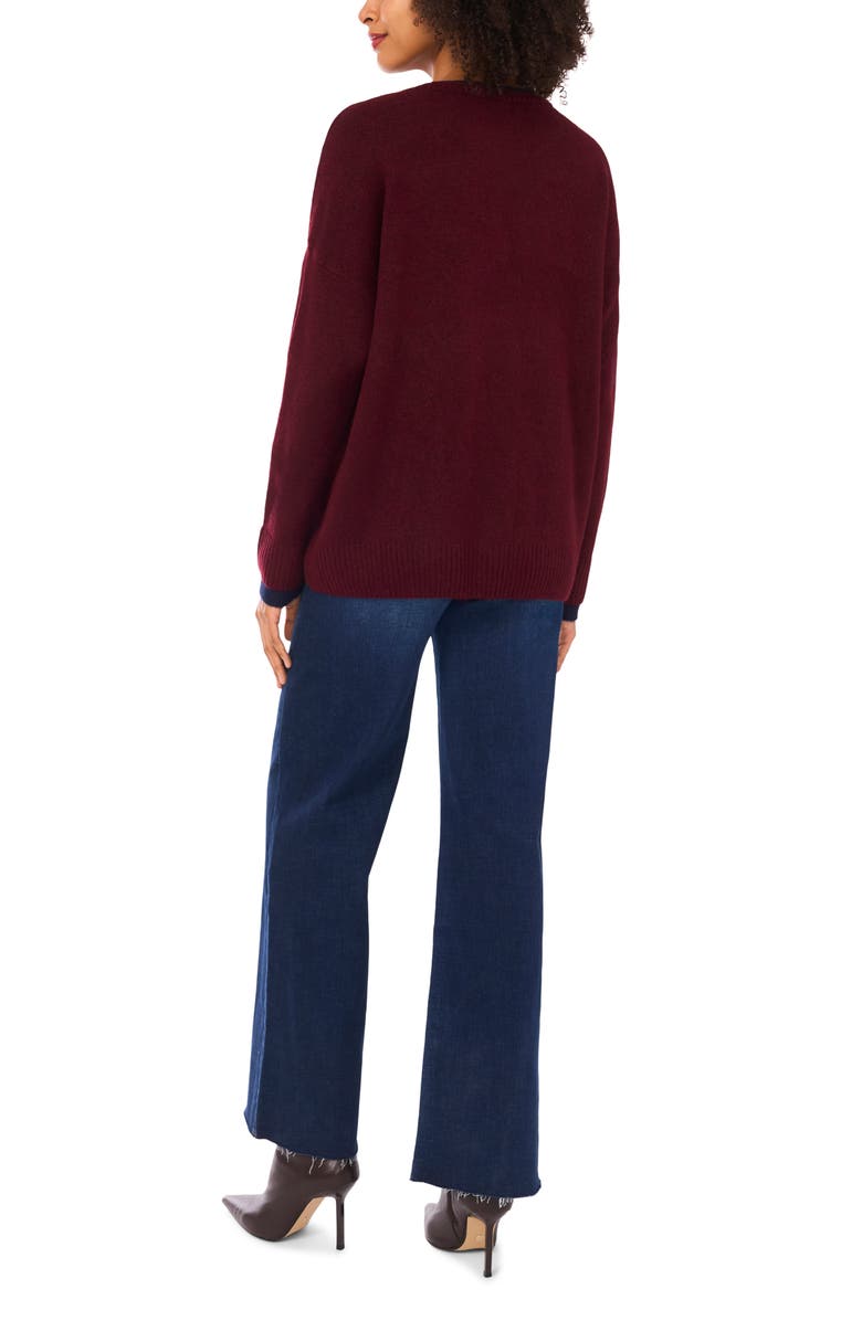 Halogen<sup>®</sup> Tipped Crewneck Sweater, Alternate, color, Wine