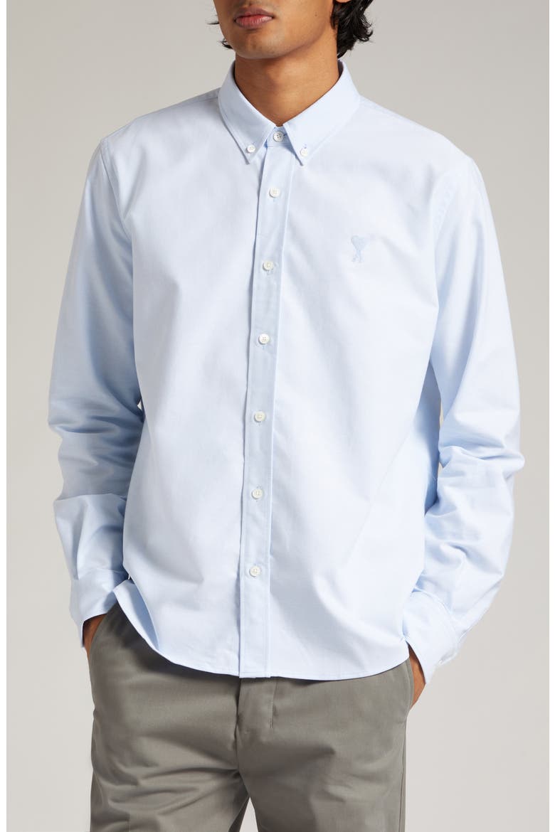 Classic Ami de Coeur Logo Embroidered Button-Down Shirt, Main, color, SKY BLUE