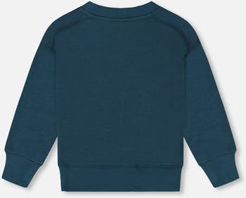 Pullover French Terry Graphic Sweatshirt Teal And Peach Pullover French Terry Graphic Sweatshirt Teal And Peach