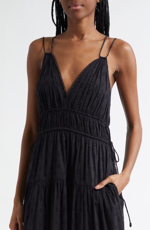 Ulla Johnson Freya Circle Jacquard Tiered Cotton Dress In Noir
