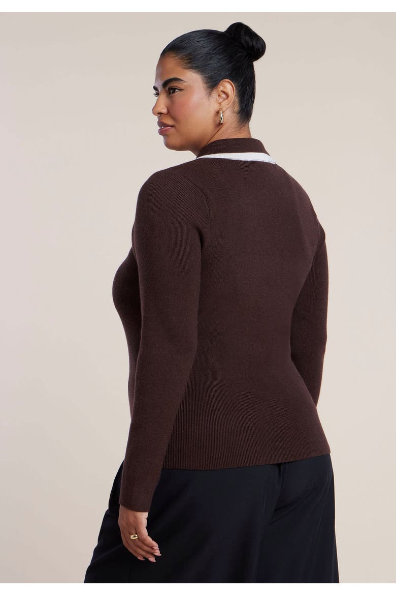 Double Collared Sweater, Alternate, color, CHOCOLATE AND CREAM